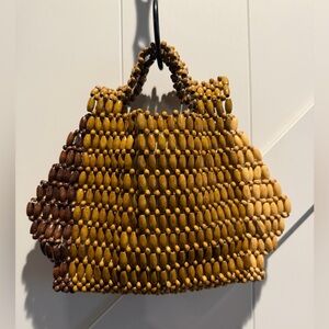 Brown Beaded Handbag